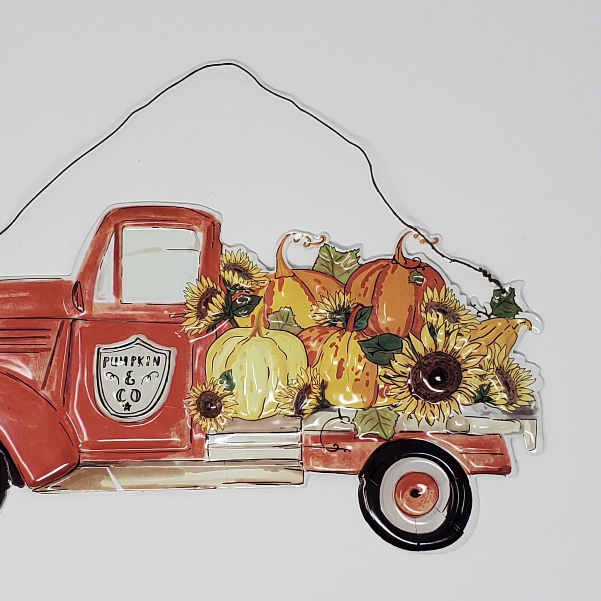 Red Vintage Truck with Pumpkins - A Rustic Feeling