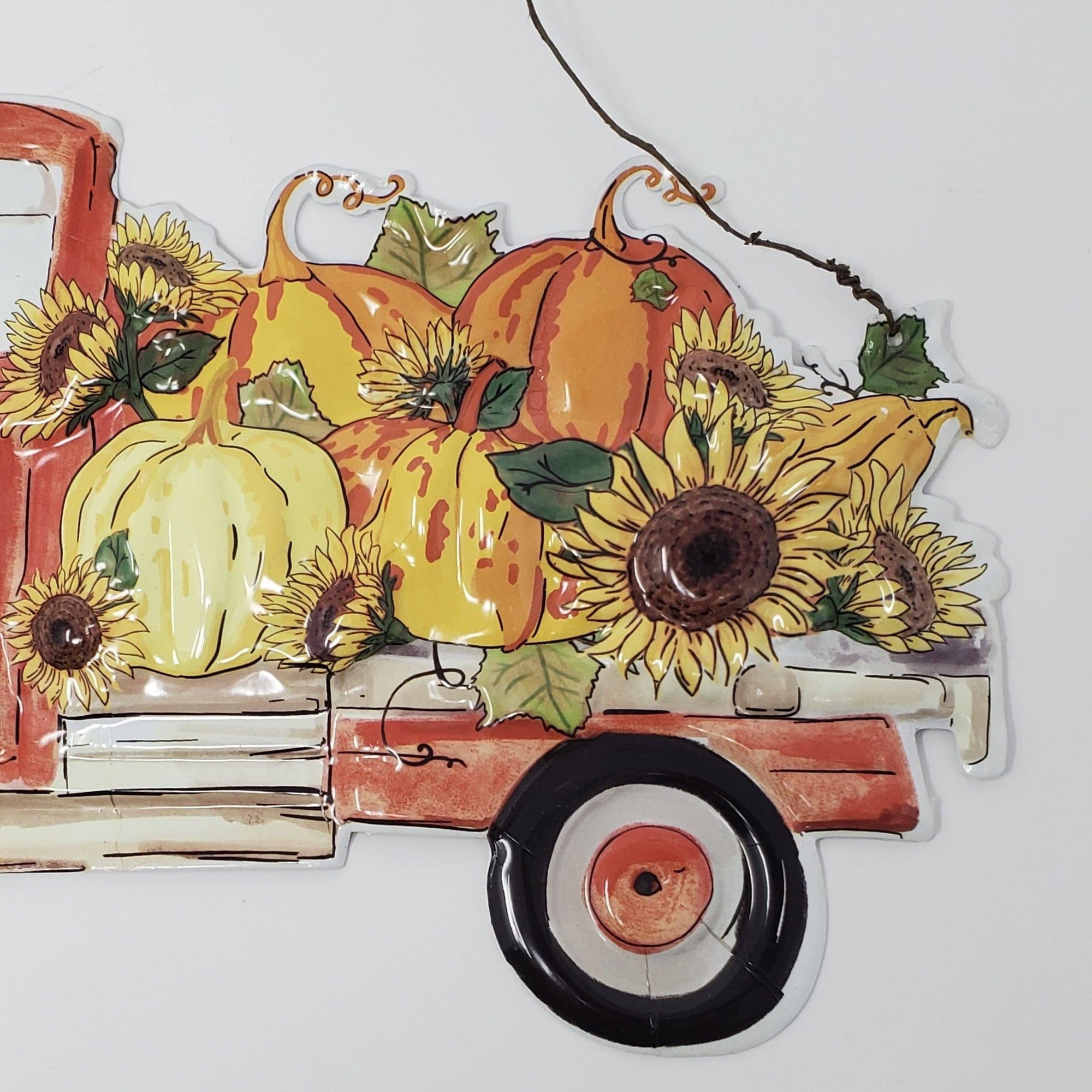 Red Vintage Truck with Pumpkins - A Rustic Feeling