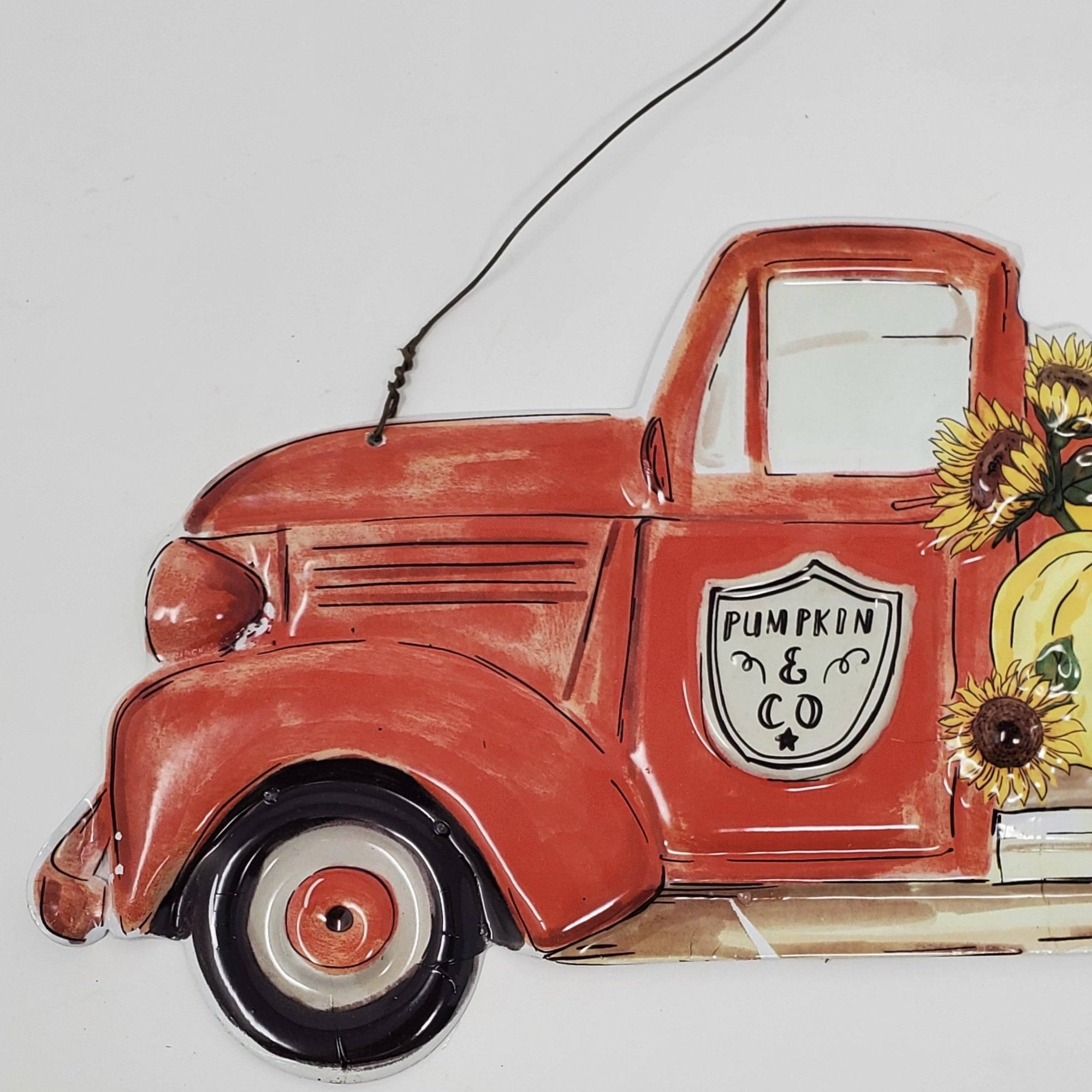 Red Vintage Truck with Pumpkins - A Rustic Feeling