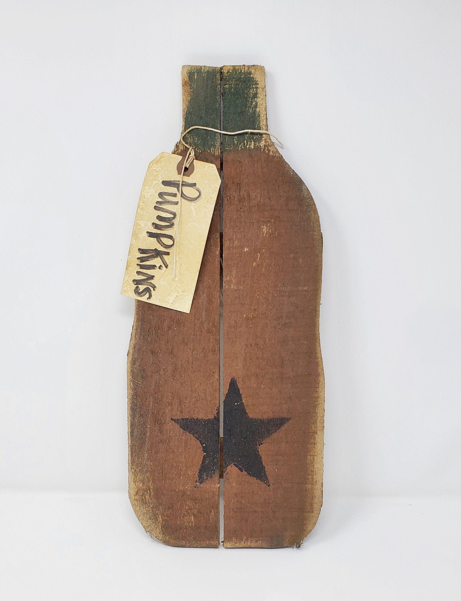 Primitive Orange Pumpkin Made of Wood - A Rustic Feeling