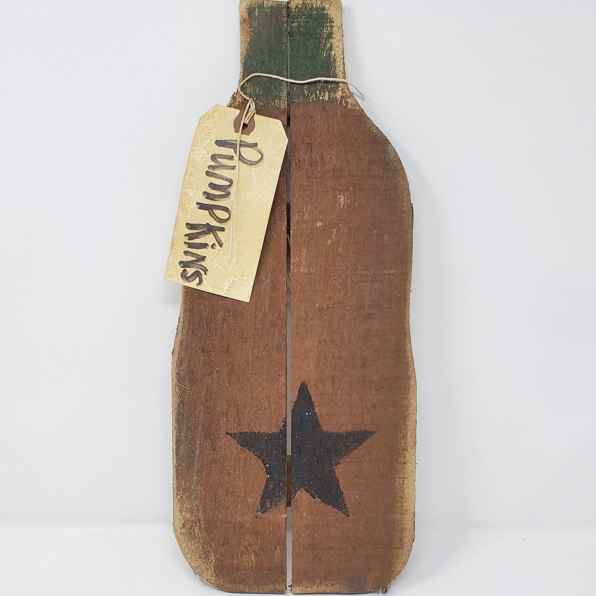 Primitive Orange Pumpkin Made of Wood - A Rustic Feeling