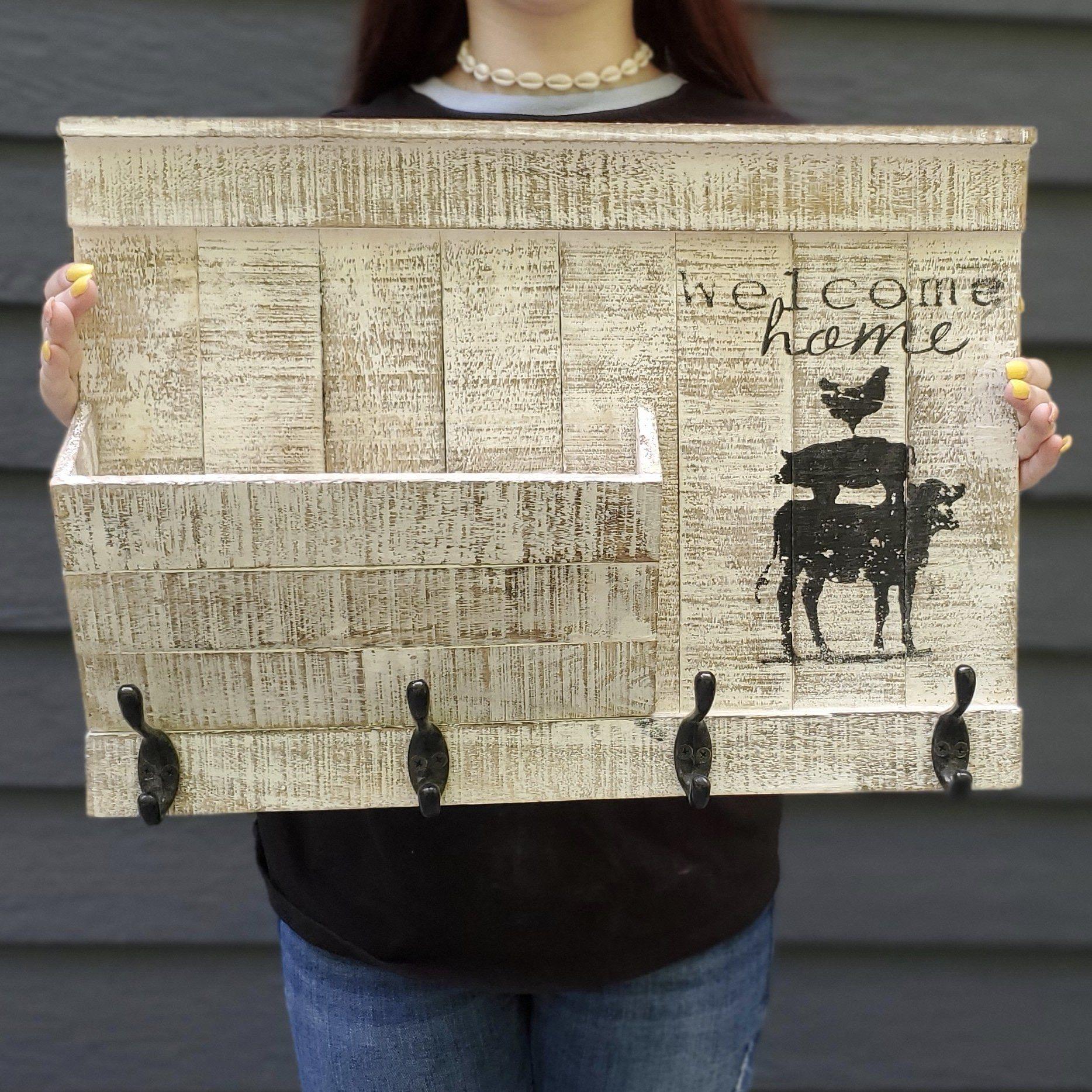 Farmhouse Welcome Home Wall Organizer - A Rustic Feeling