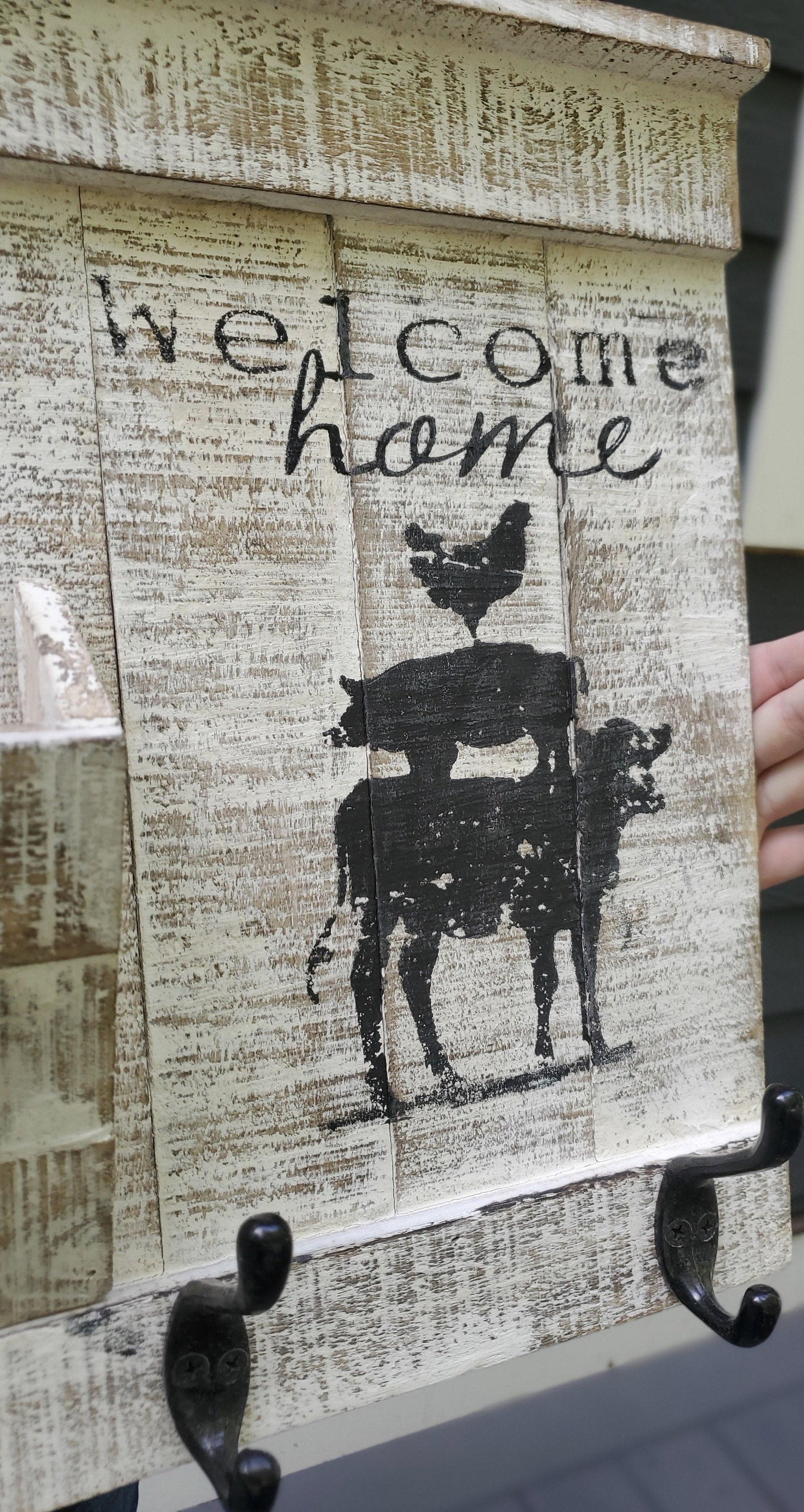 Farmhouse Welcome Home Wall Organizer - A Rustic Feeling