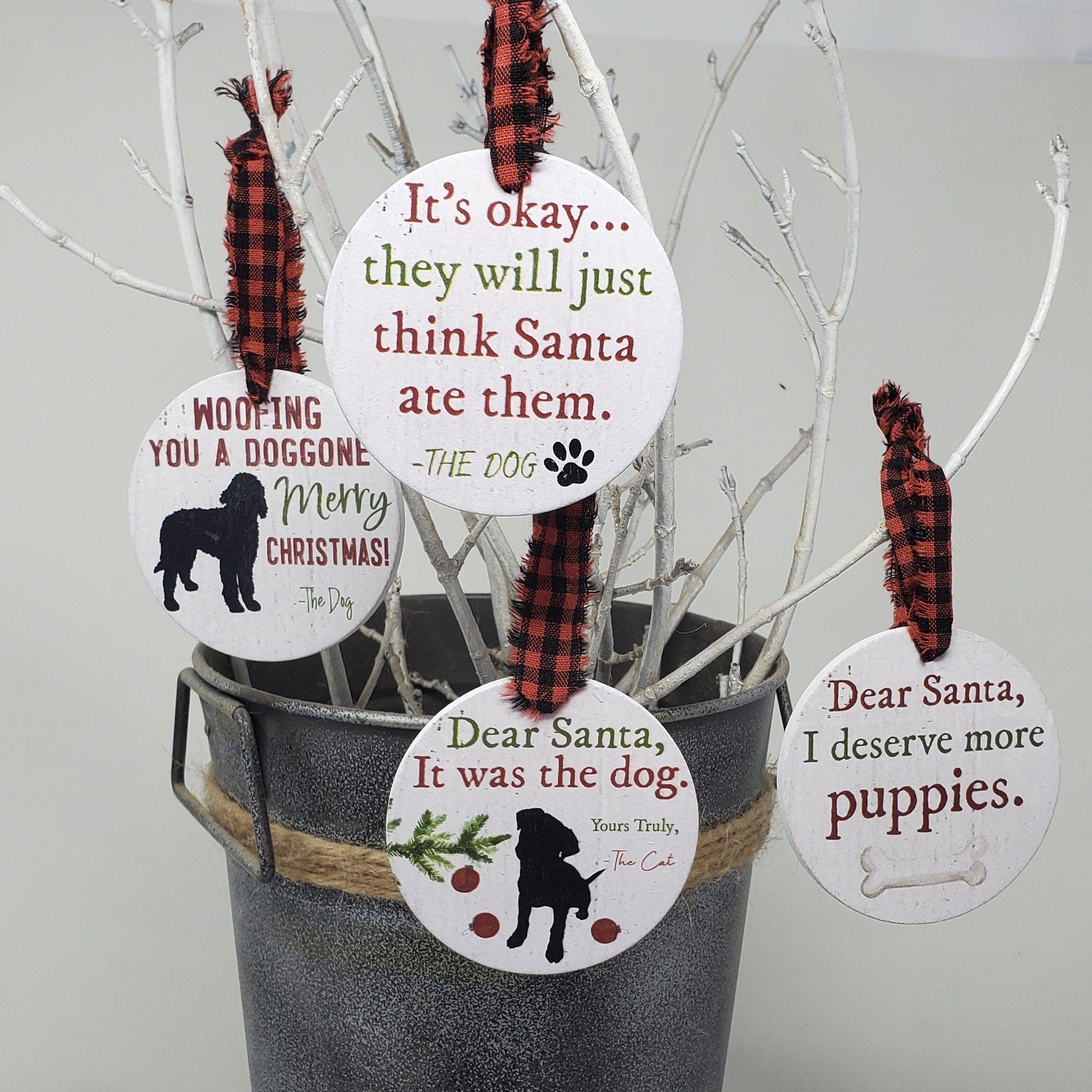 Dog Ornament Gift Tags Set of 4 - A Rustic Feeling