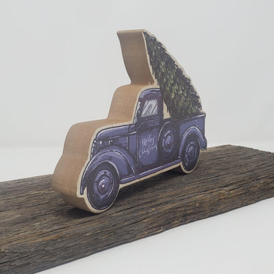 Vintage Truck Merry Christmas Shelf Sitter Sign - A Rustic Feeling