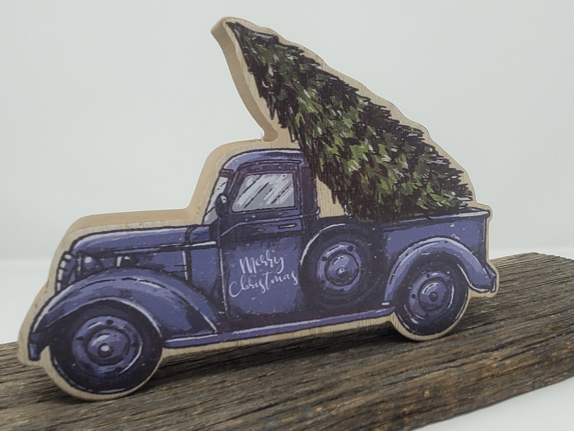 Vintage Truck Merry Christmas Shelf Sitter Sign - A Rustic Feeling