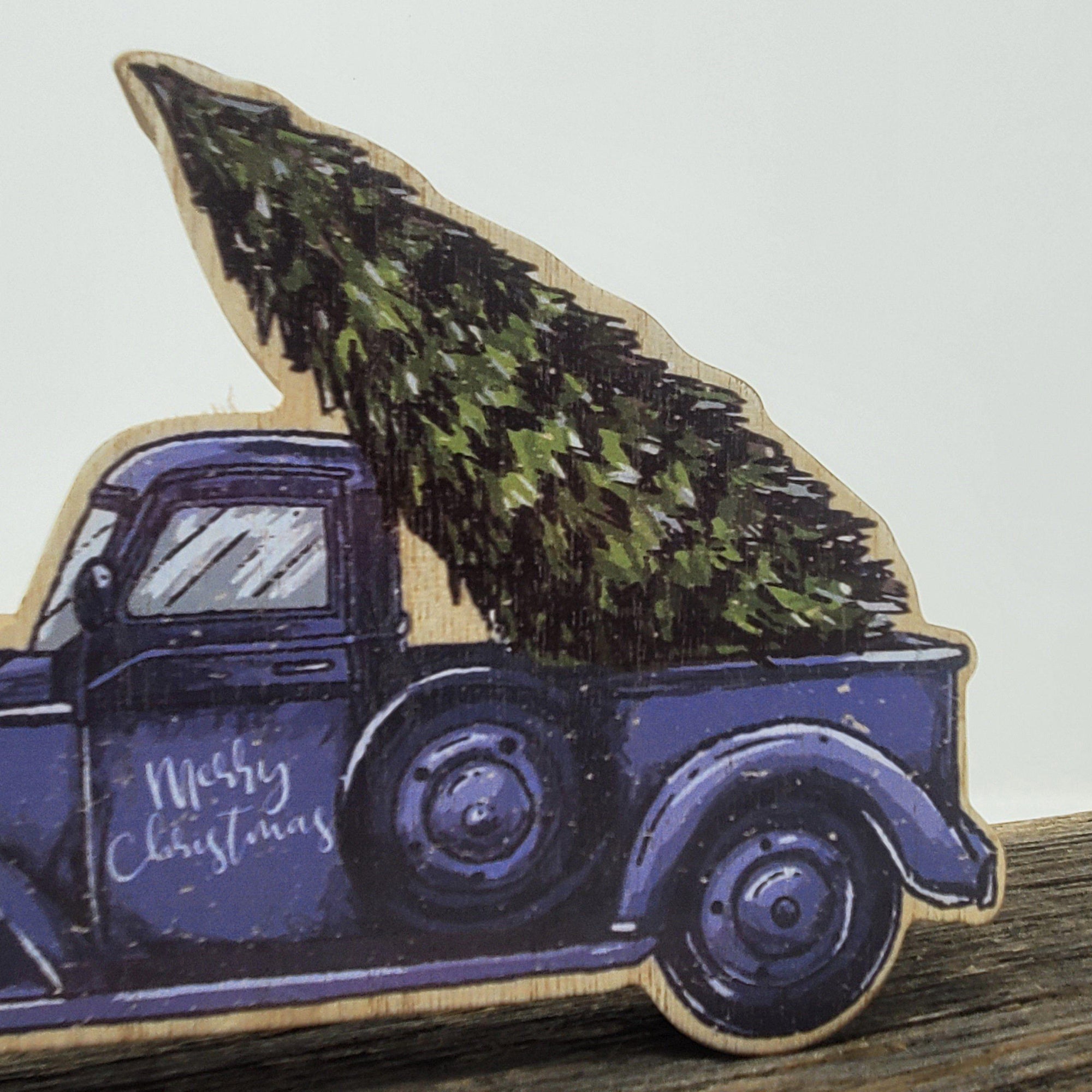 Vintage Truck Merry Christmas Shelf Sitter Sign - A Rustic Feeling