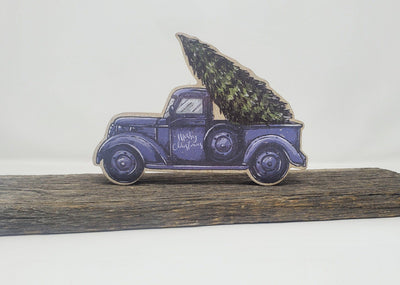 Vintage Truck Merry Christmas Shelf Sitter Sign - A Rustic Feeling