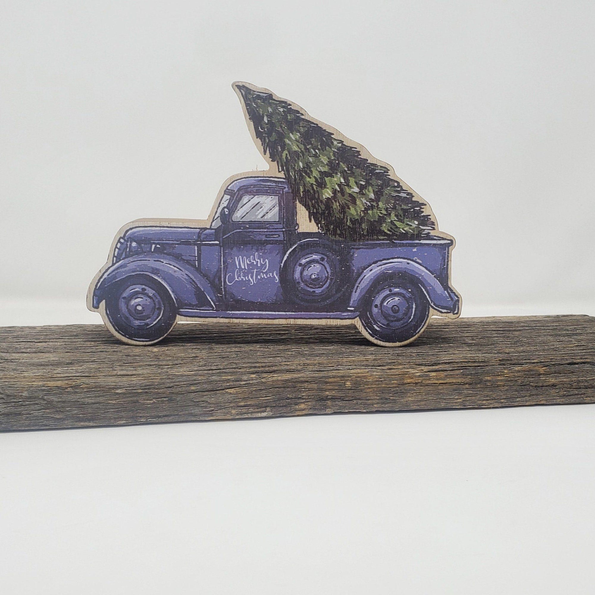 Vintage Truck Merry Christmas Shelf Sitter Sign - A Rustic Feeling