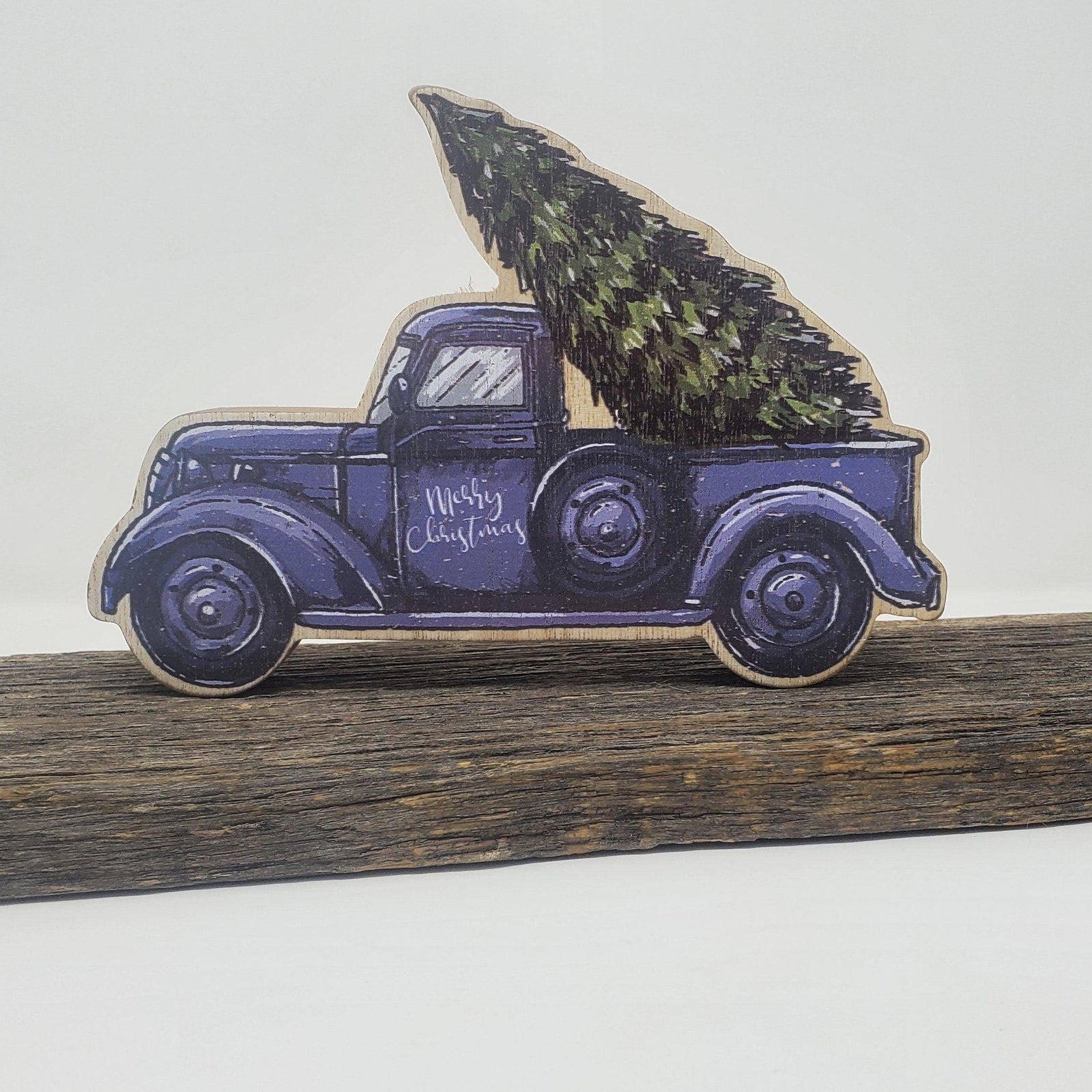 Vintage Truck Merry Christmas Shelf Sitter Sign - A Rustic Feeling