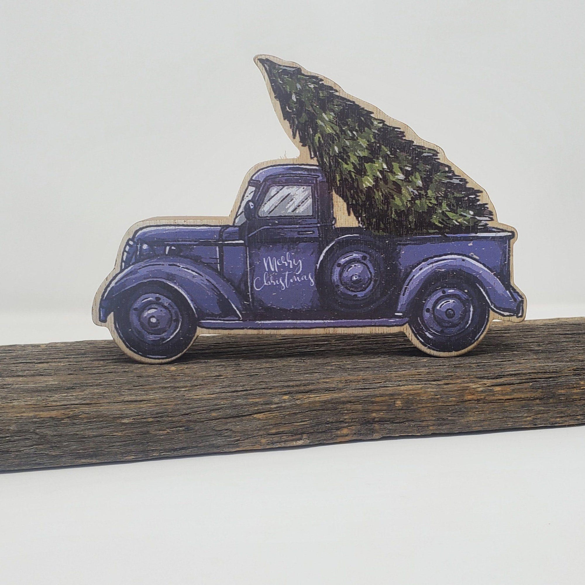 Vintage Truck Merry Christmas Shelf Sitter Sign - A Rustic Feeling
