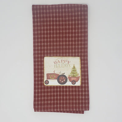 Happy Holidays Tractor Christmas Tree Towel - A Rustic Feeling