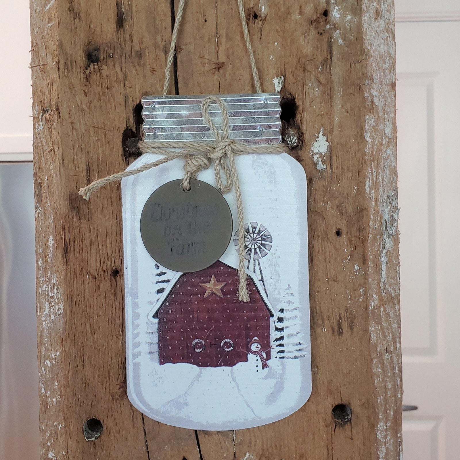 Christmas on the Farm Mason Jar Sign - A Rustic Feeling