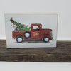 Red Christmas Truck Santa's Tree Farm Block Sign - A Rustic Feeling