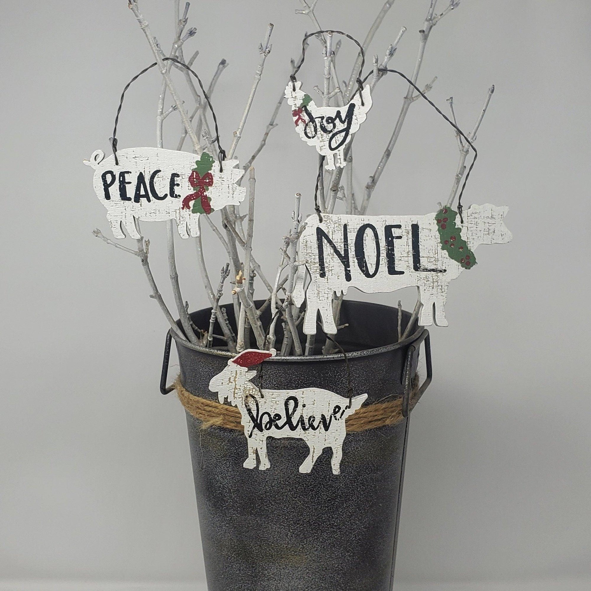 Farm Animal Wood Ornaments Set of 4 - A Rustic Feeling