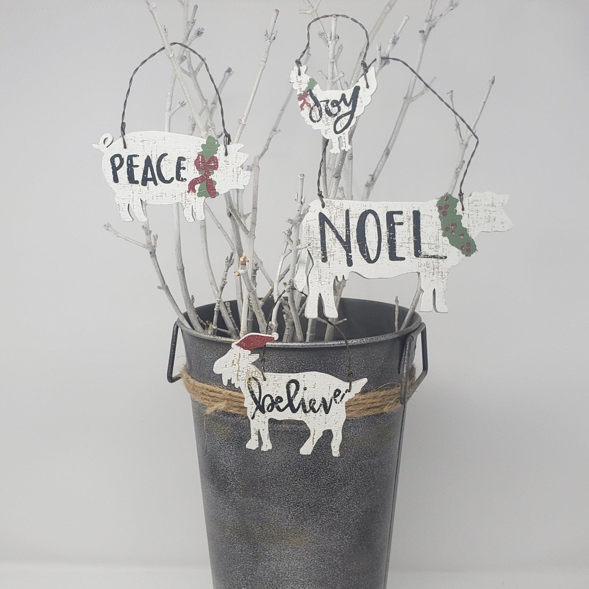 Farm Animal Wood Ornaments Set of 4 - A Rustic Feeling