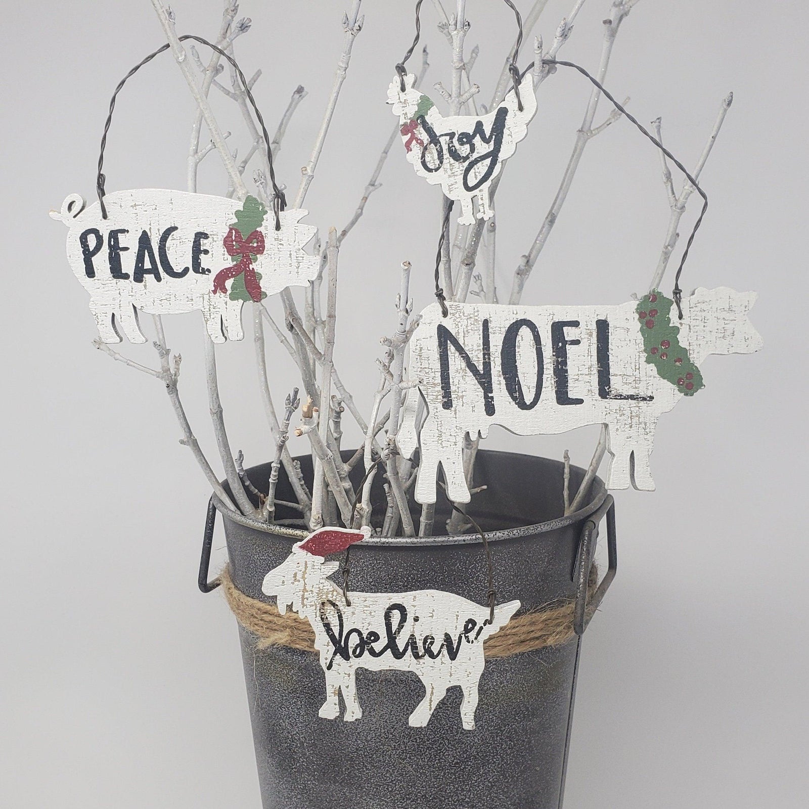 Farm Animal Wood Ornaments Set of 4 - A Rustic Feeling