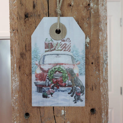 Vintage Red Car Tag Sign - A Rustic Feeling