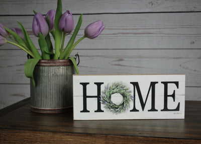 Home Sign with Wreath Lavender - A Rustic Feeling