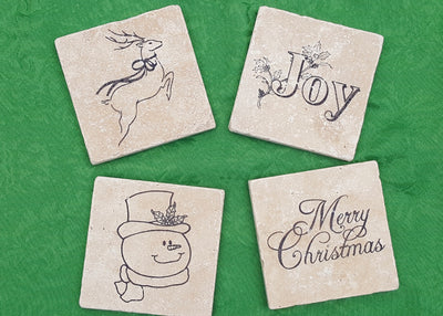 Snowman Natural Stone Coasters
