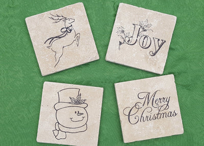 Christmas Coasters, Christmas Gifts, Reindeer Decor Holiday Decor A Rustic Feeling