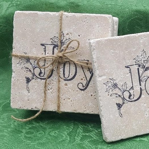 Holiday Gifts, Christmas Coasters, Stone Coasters, Coasters Holiday Decor A Rustic Feeling 