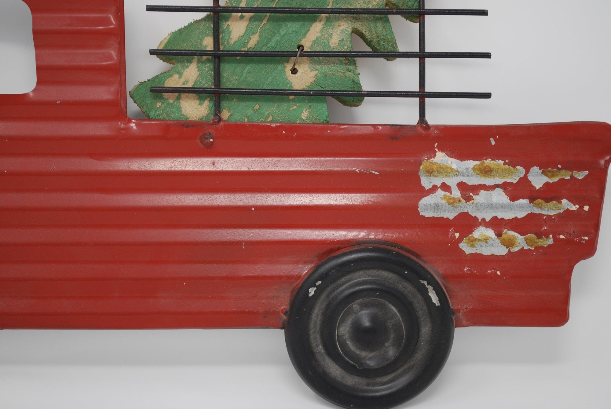 Vintage Red Truck Sign with Christmas Tree - A Rustic Feeling