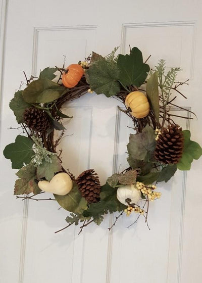 Pumpkin Wreath, Fall Front Door Wreath, Fall Wreath Fall Decor A Rustic Feeling