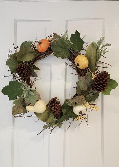 Pumpkin Wreath, Fall Front Door Wreath, Fall Wreath Fall Decor A Rustic Feeling