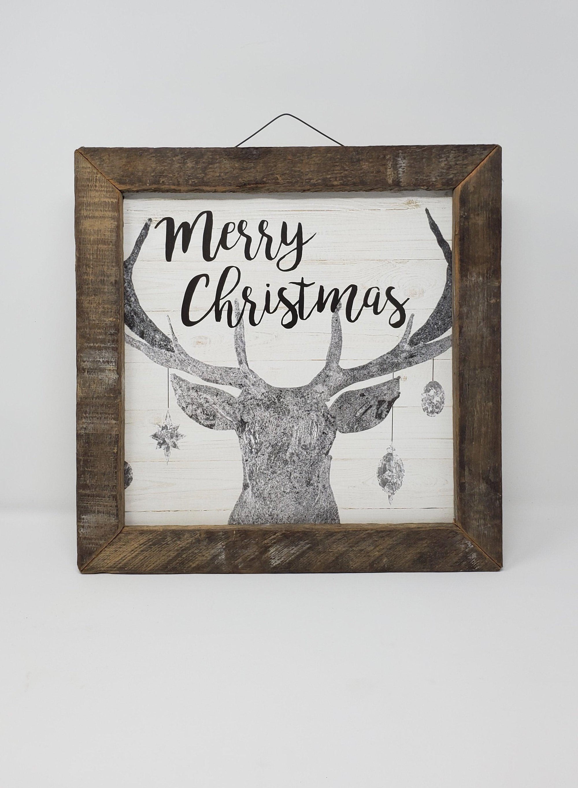 Deer with Ornaments Cabin Sign - A Rustic Feeling