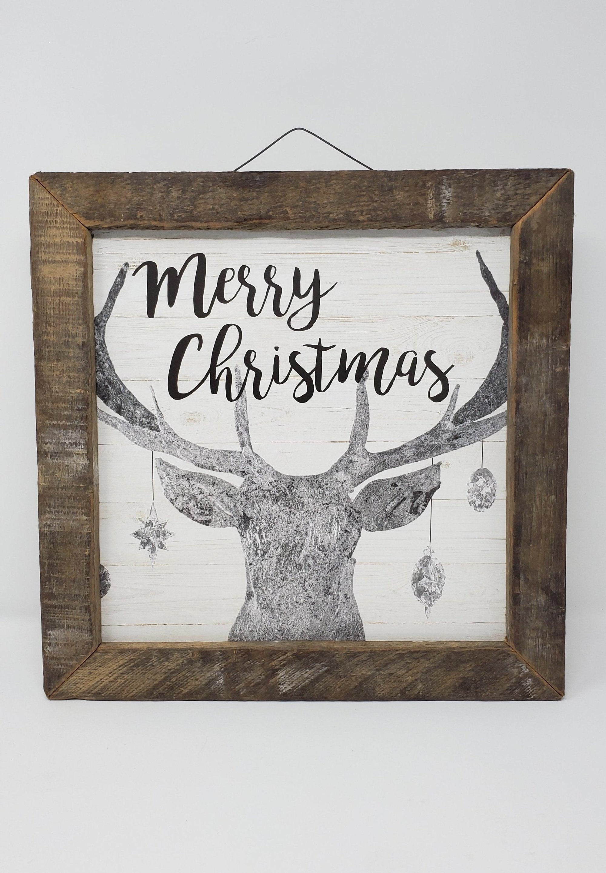 Deer with Ornaments Cabin Sign - A Rustic Feeling
