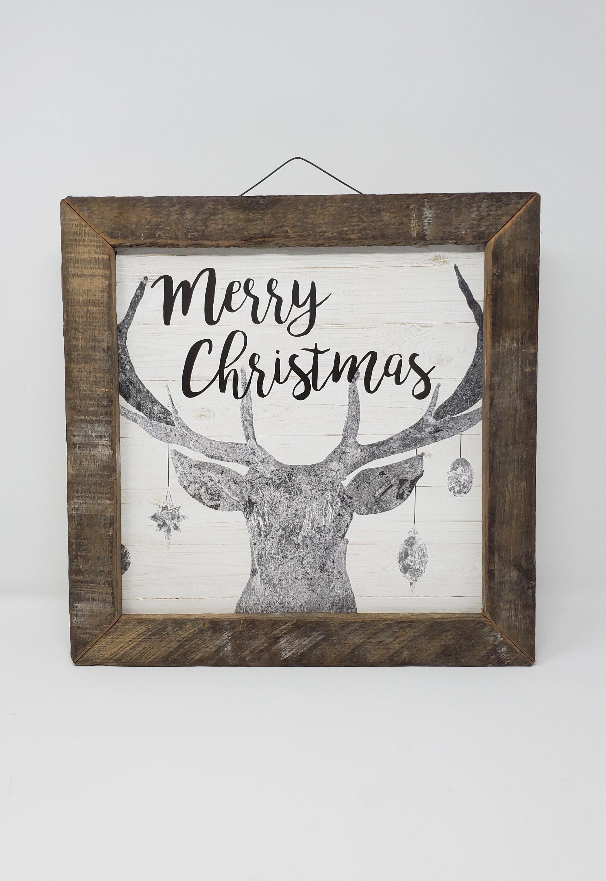 Deer with Ornaments Cabin Sign - A Rustic Feeling