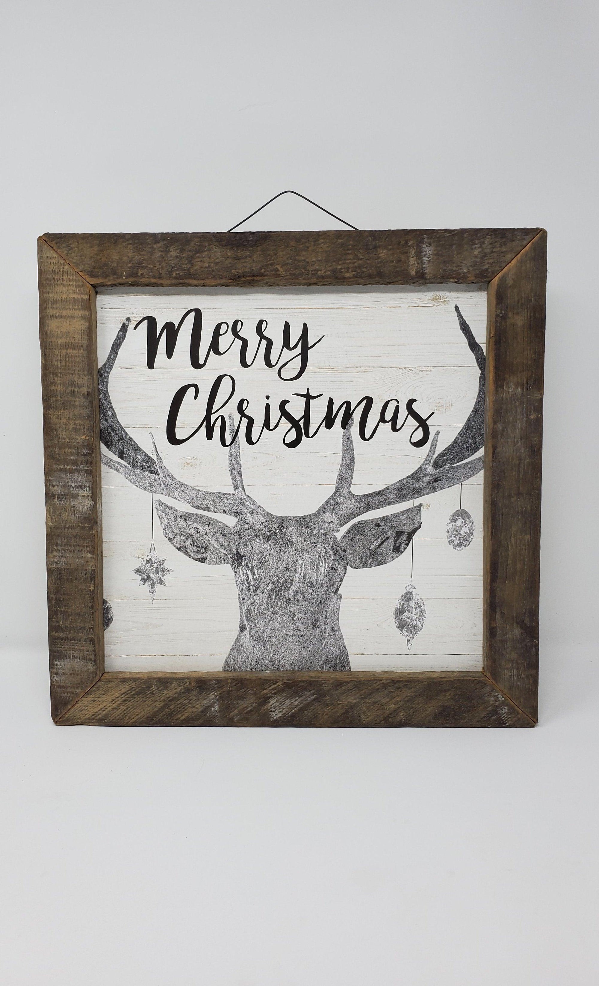 Deer with Ornaments Cabin Sign - A Rustic Feeling