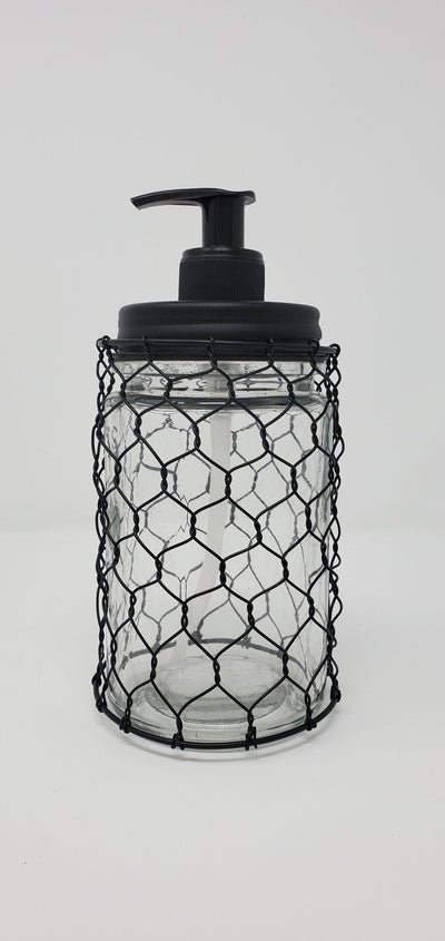 Farmhouse Kitchen Soap Dispenser with Chicken Wire with Black Pump - A Rustic Feeling