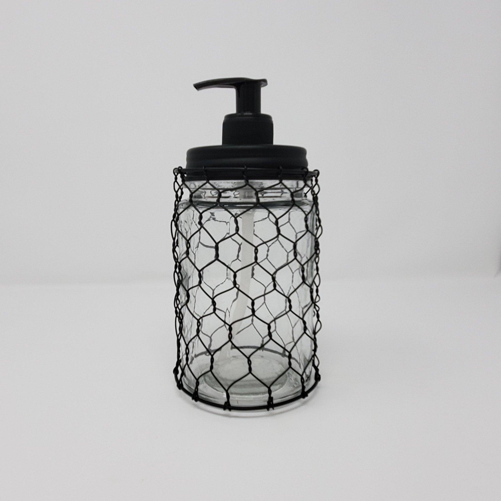 Farmhouse Kitchen Soap Dispenser with Chicken Wire with Black Pump - A Rustic Feeling