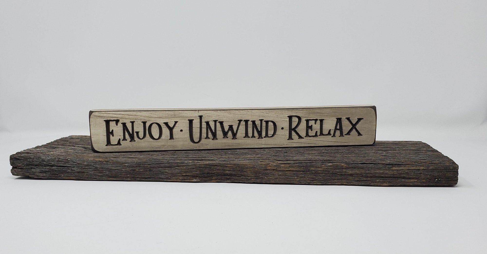 Bathroom Wood Sign Enjoy Unwind Relax - A Rustic Feeling