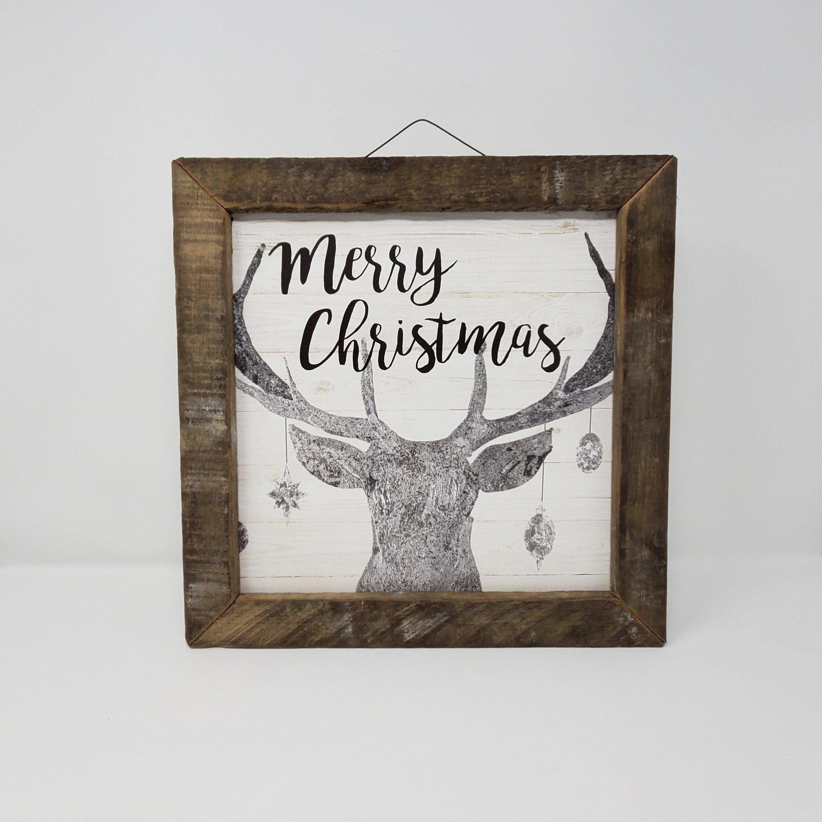 Deer with Ornaments Cabin Sign - A Rustic Feeling