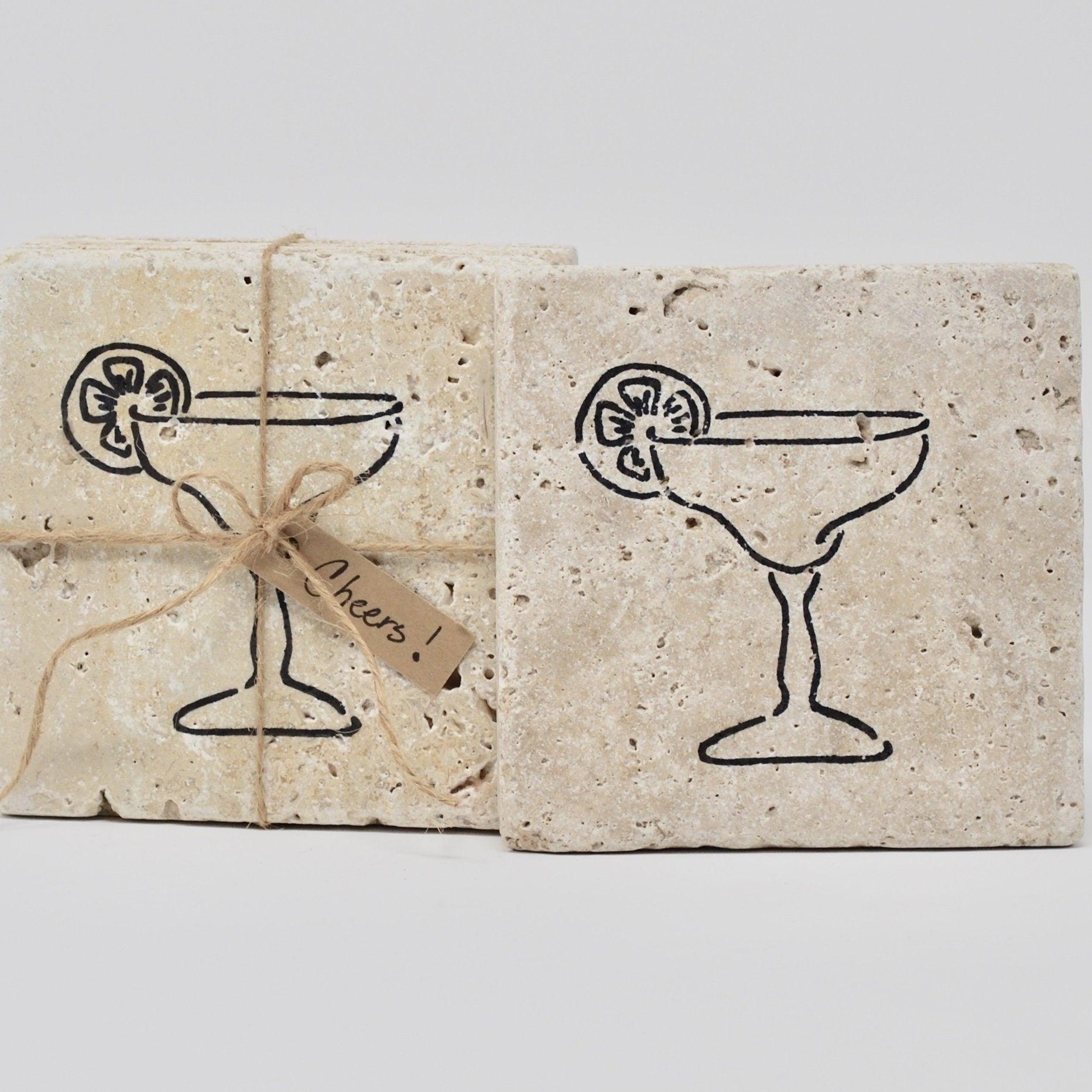 Drink Coasters, Margarita, Stone Coasters, Bachelorette Gift Beach A Rustic Feeling 