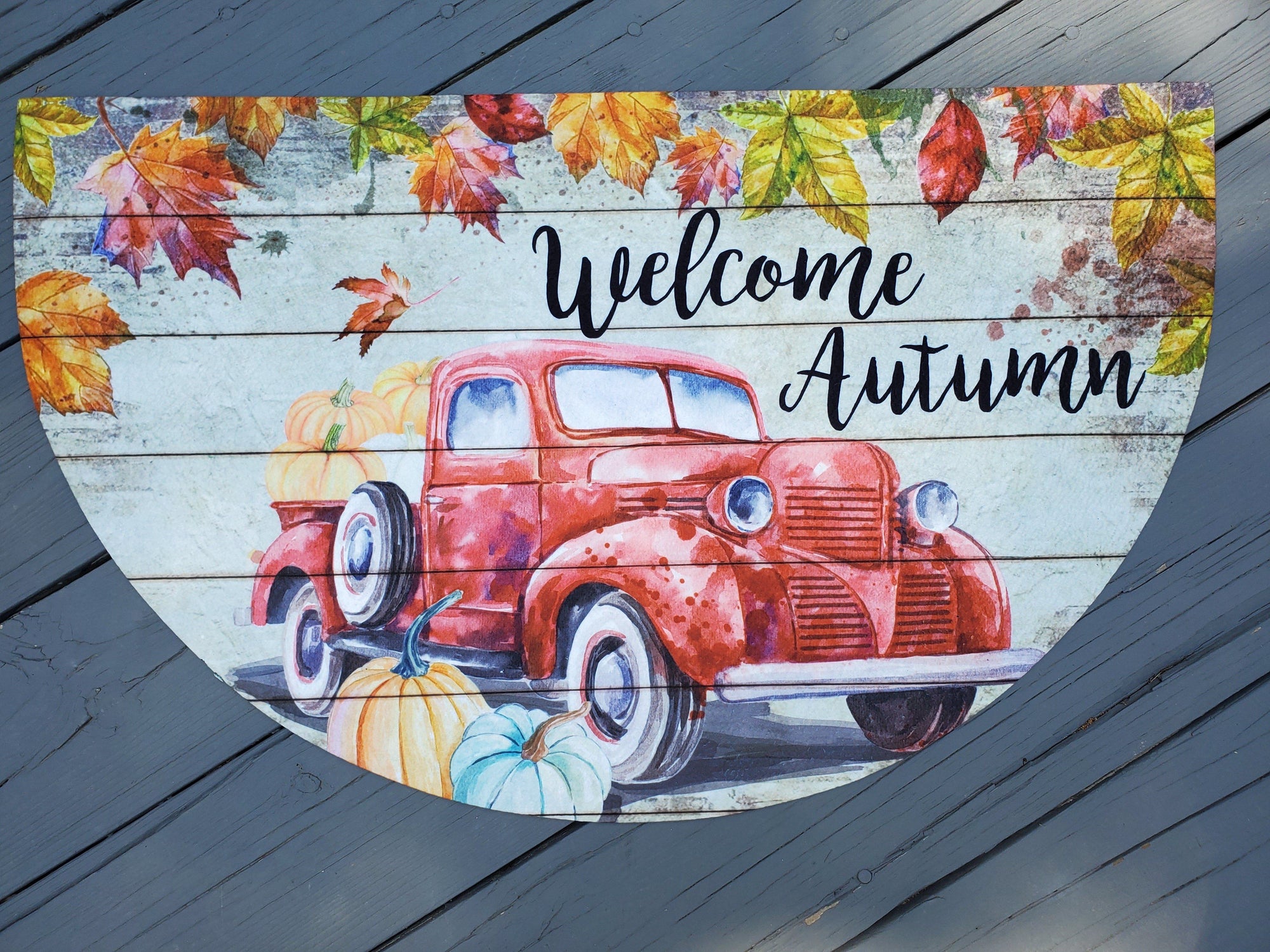 Welcome Autumn Front Porch Mat Fall Decor A Rustic Feeling