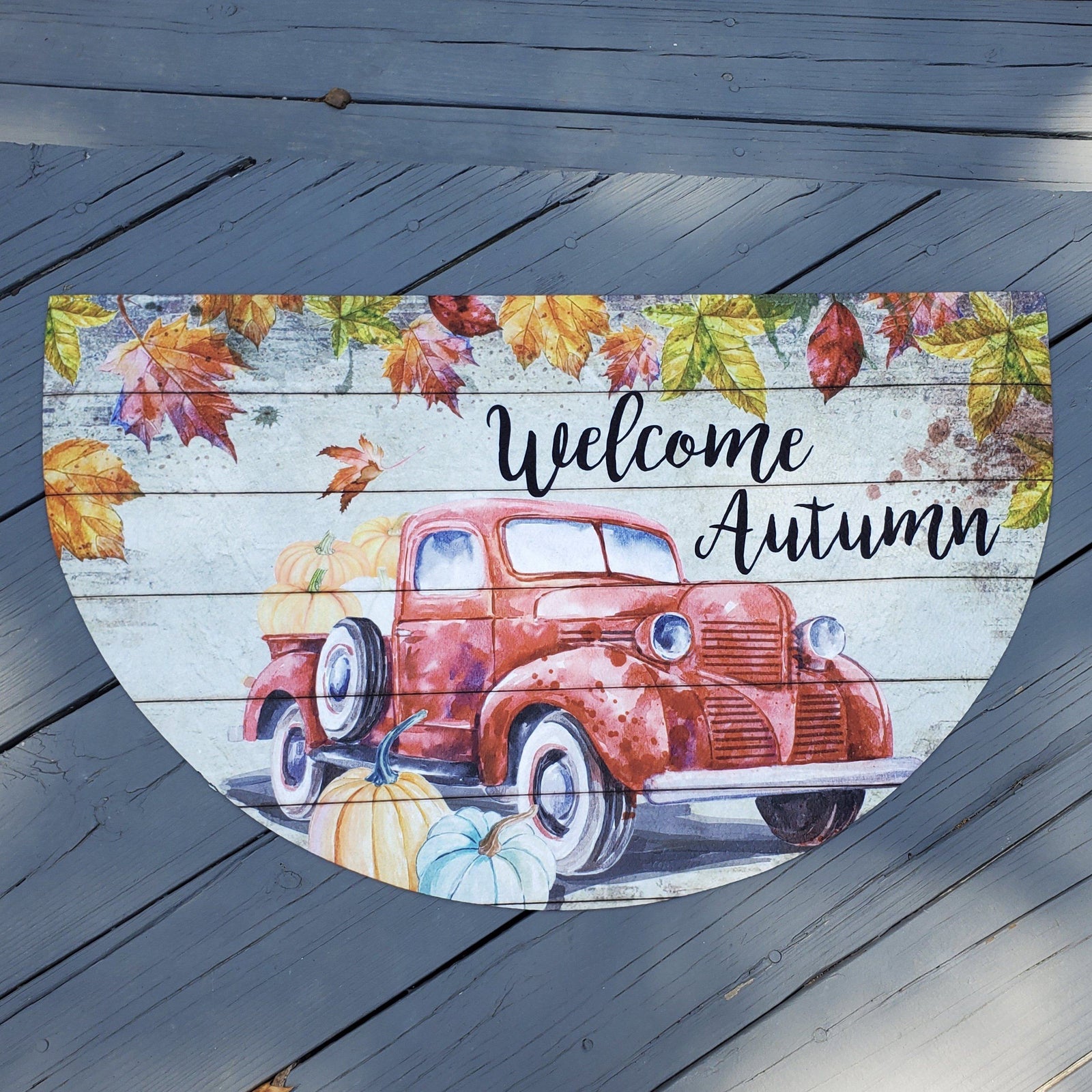 Welcome Autumn Front Porch Mat Fall Decor A Rustic Feeling 