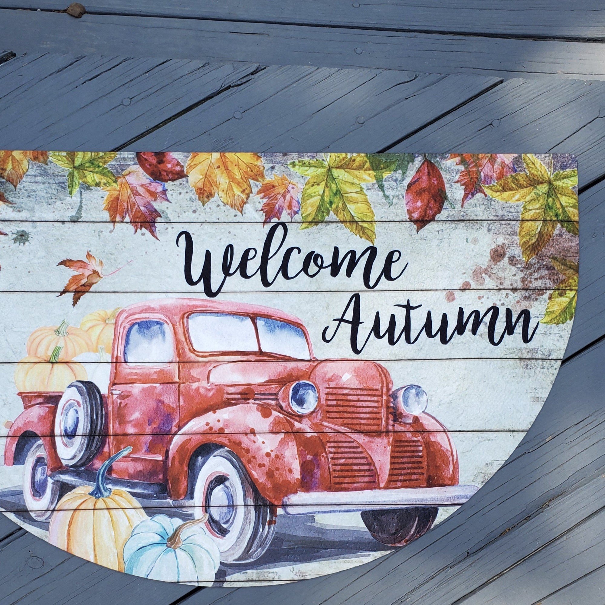 Welcome Autumn Front Porch Mat Fall Decor A Rustic Feeling