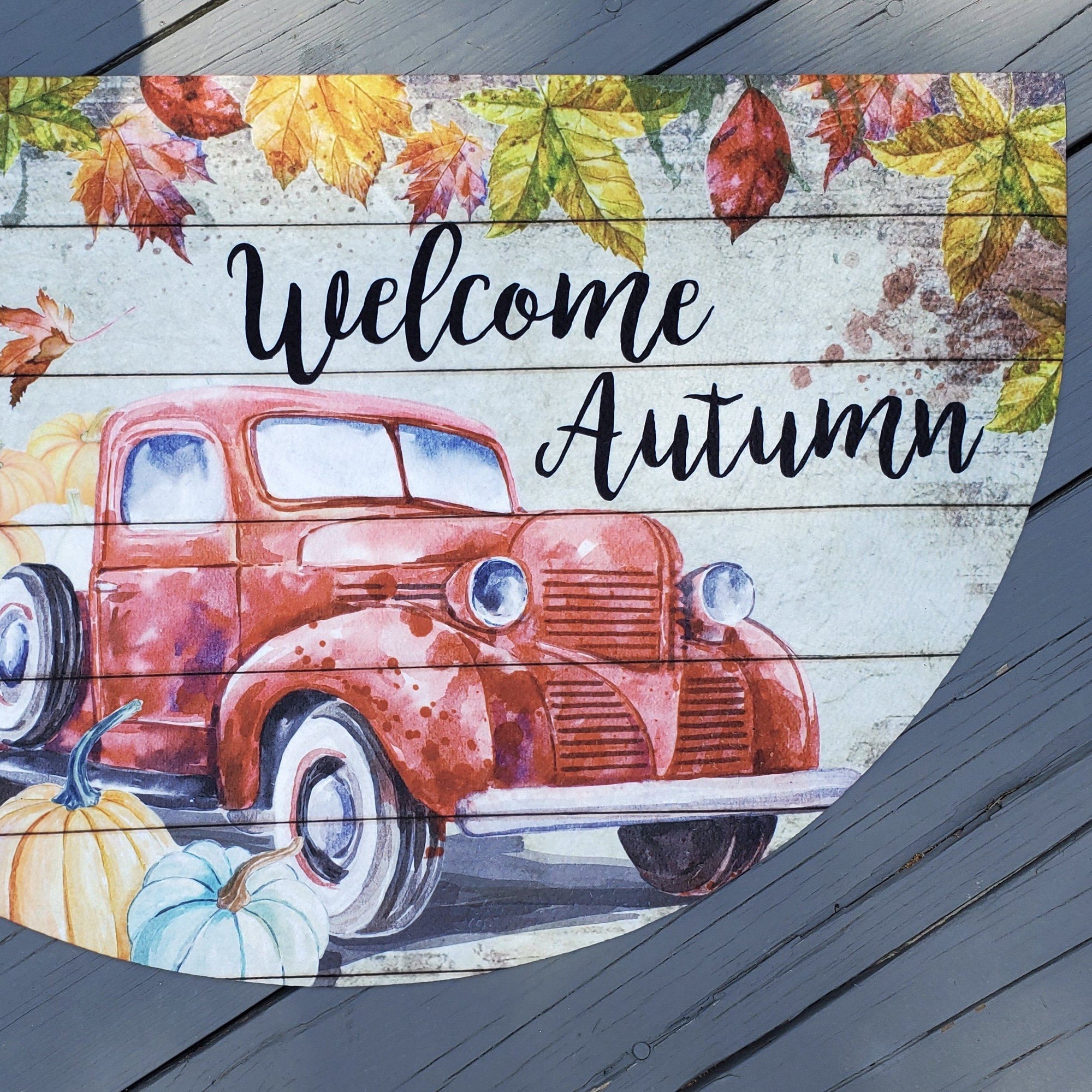 Welcome Autumn Front Porch Mat Fall Decor A Rustic Feeling
