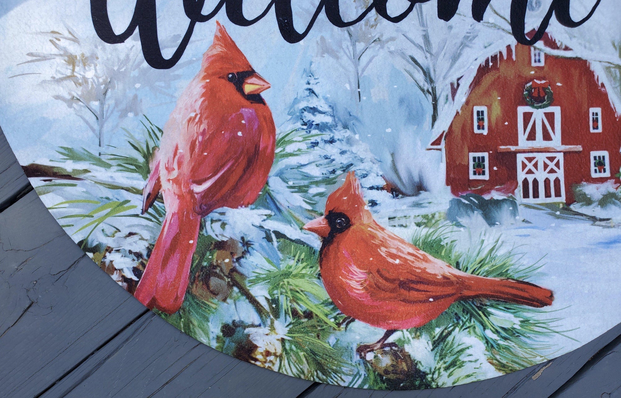 Christmas Cardinal Welcome Mat - A Rustic Feeling