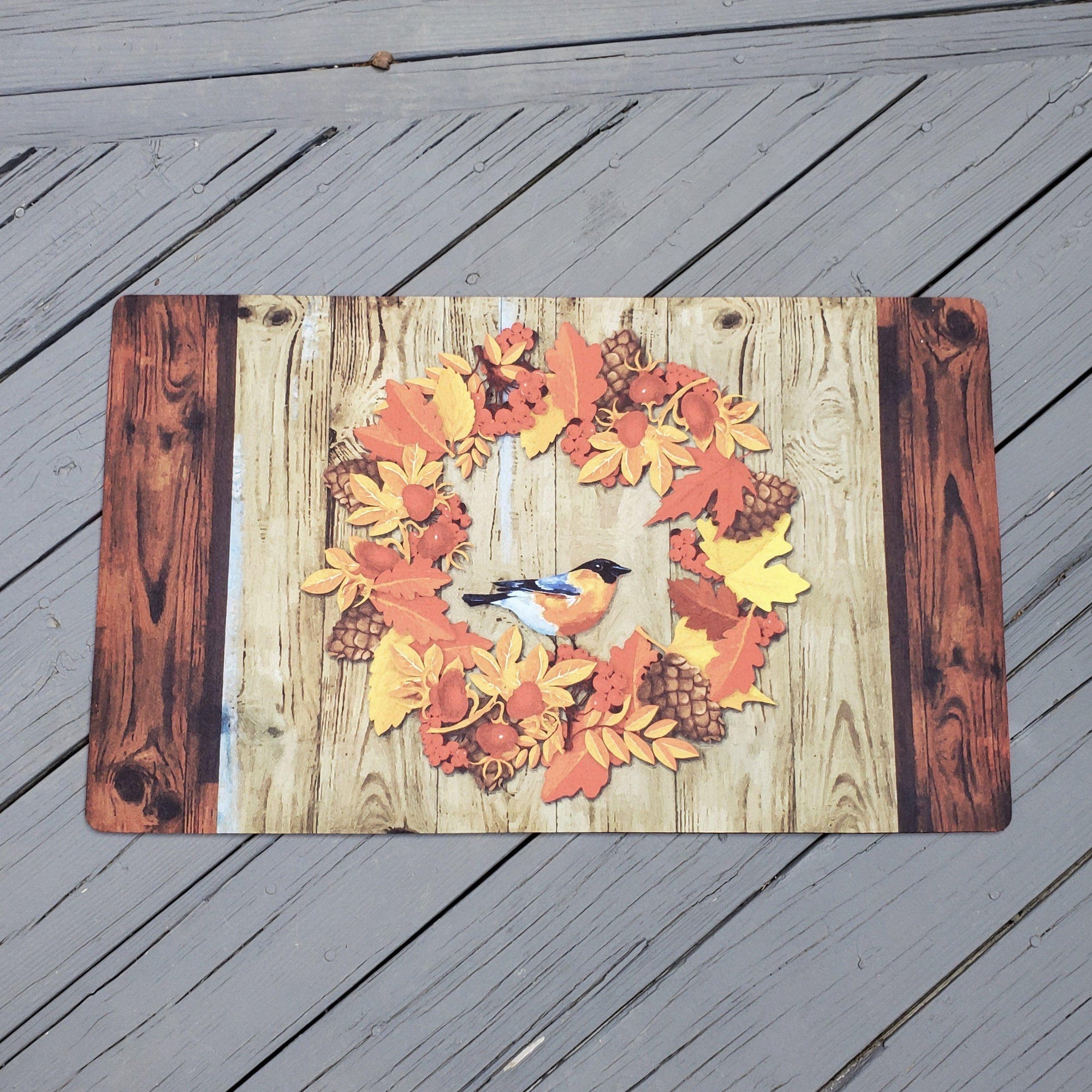 Fall Front Porch Welcome Mat - A Rustic Feeling