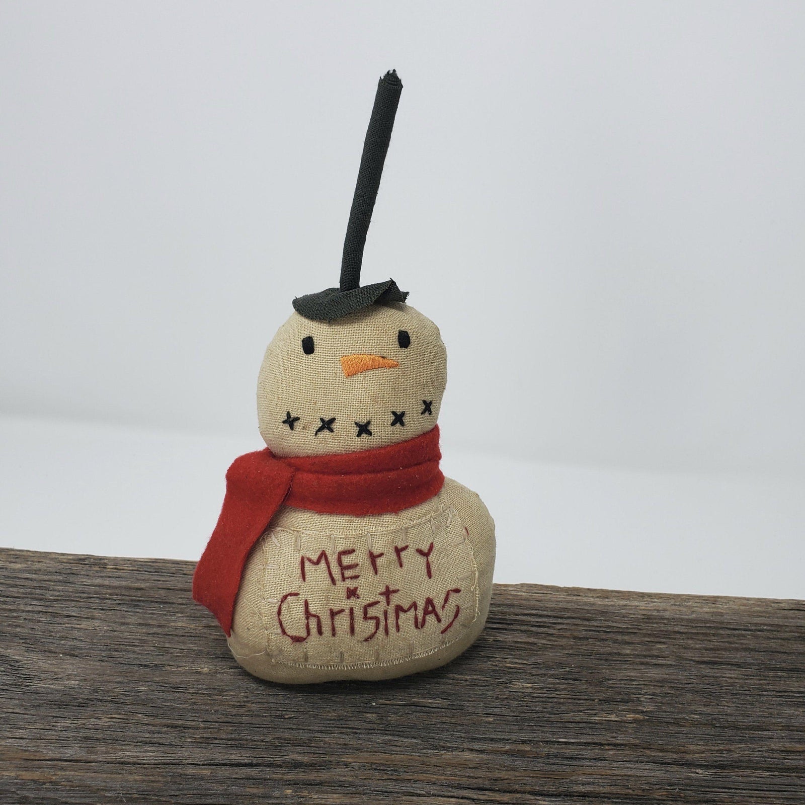 Primitive Snowman with Merry Christmas - A Rustic Feeling