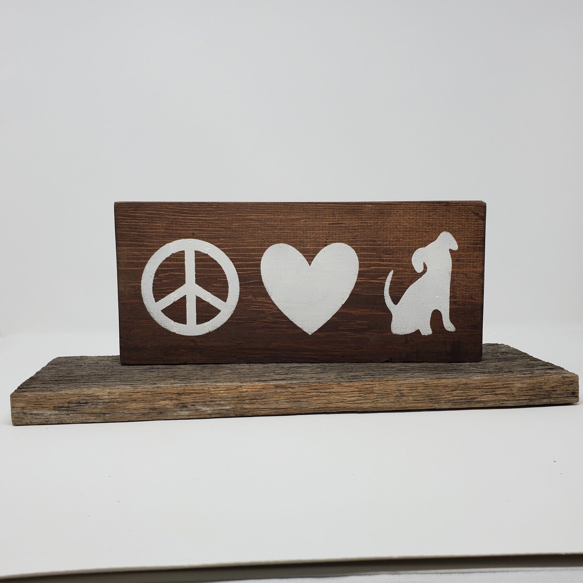 Peace Love Dog Wood Sign Pet Decor A Rustic Feeling