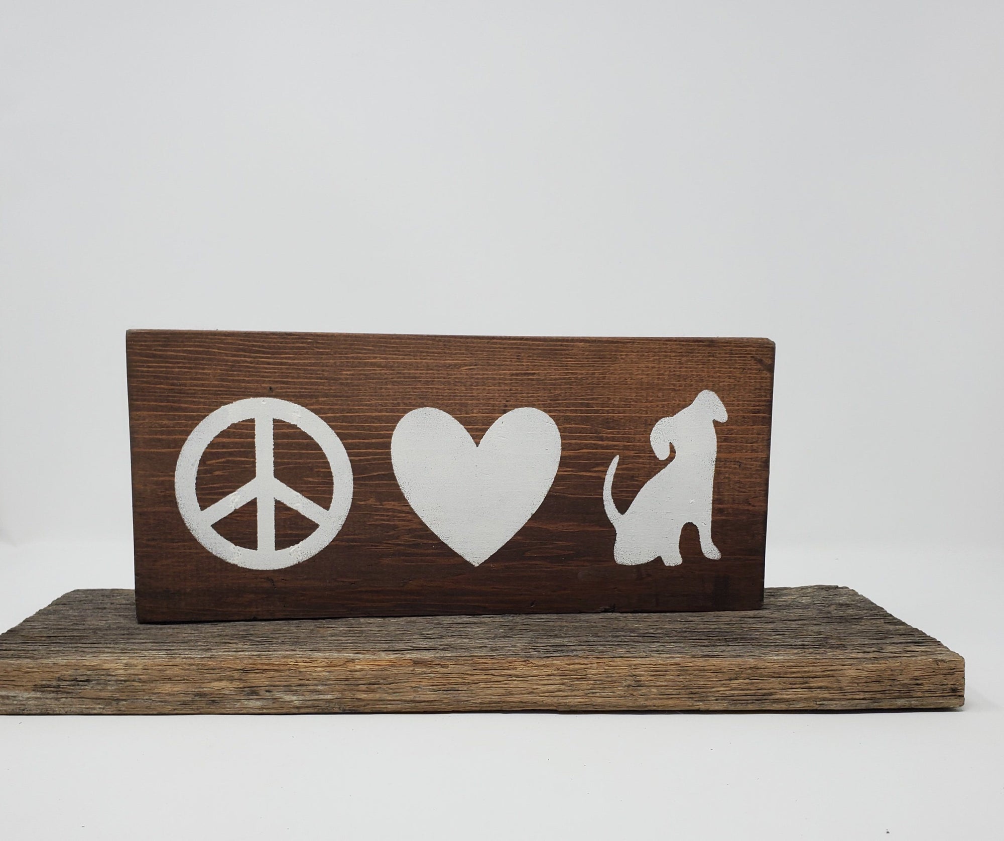 Peace Love Dog Wood Sign Pet Decor A Rustic Feeling 