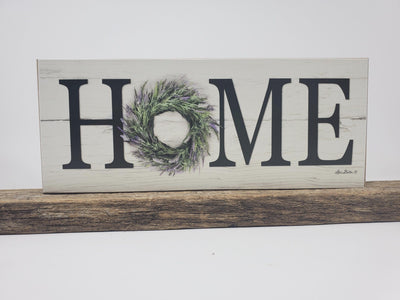 Home Sign with Wreath Lavender - A Rustic Feeling