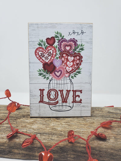 Mason Jar with Hearts Wedding Sign - A Rustic Feeling