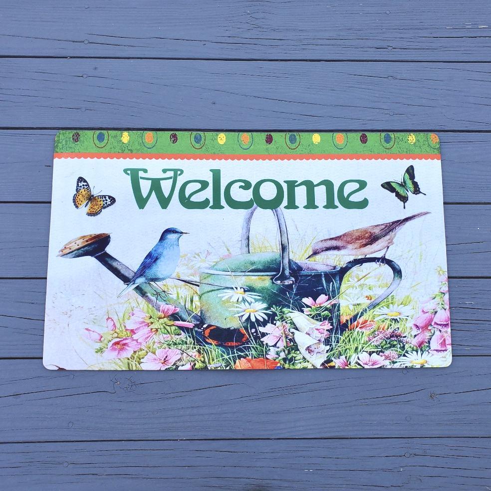Spring Front Porch Welcome Mat - A Rustic Feeling